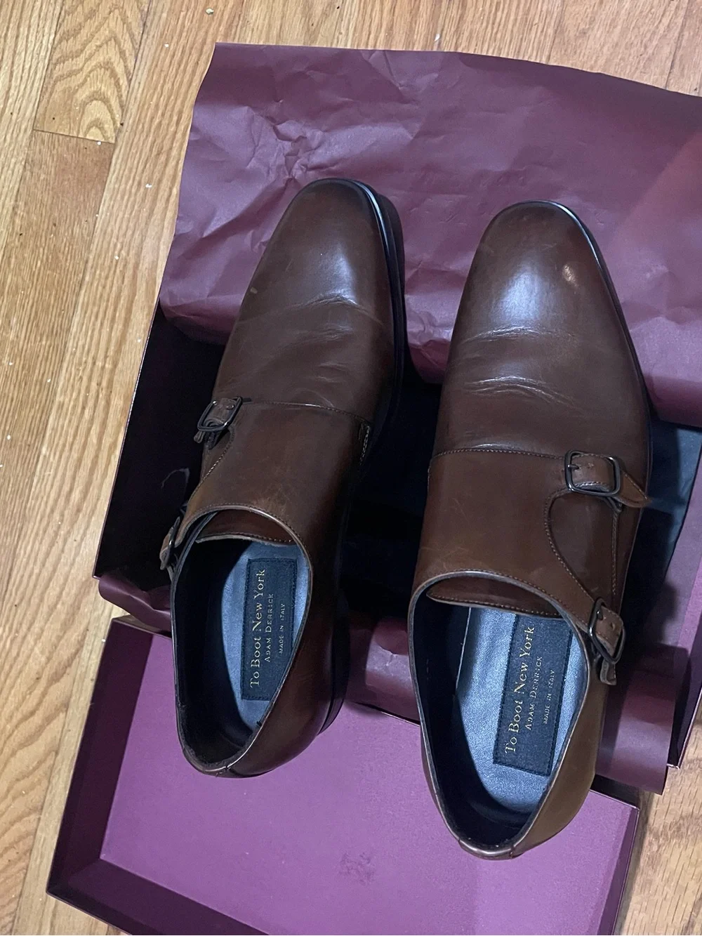 NWB To Boot NY Brown Double Monk Strap Leather Dress Shoes Sz 10.5